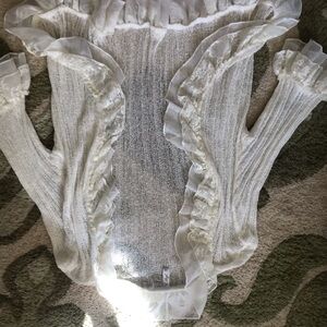 Sheer Ruffle-Trim Chemise Slip in White